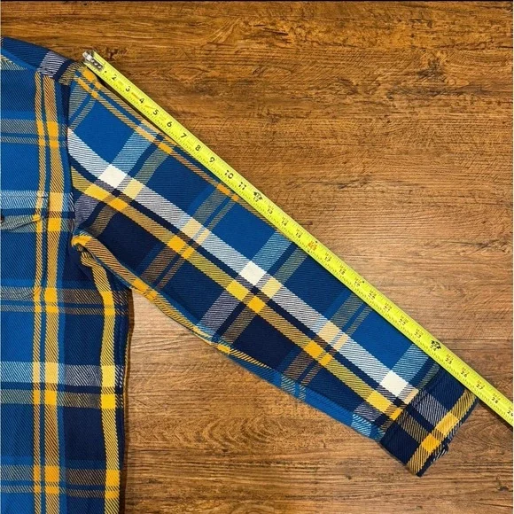OUTERKNOWN Blue Plaid Outdoor Button Up Blanket Flannel Shirt Shacket Men's 2XL - Picture 9 of 9